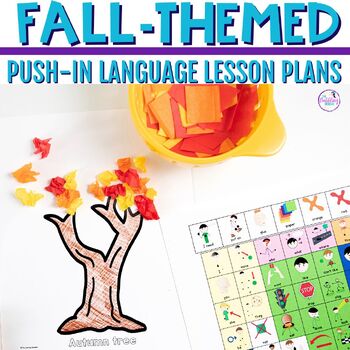 Preview of Fall Speech Therapy Push-In Language Lesson Plan Guide for Preschool - 2nd Grade