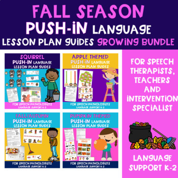 Preview of Fall Speech Therapy Push-In Lessons for Pumpkins, Leaves, Squirrels & Apples