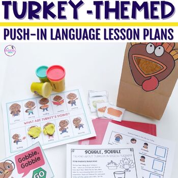Preview of Turkey Speech Therapy Push-In Language Lesson Plan Guides for Kindergarten - 2nd