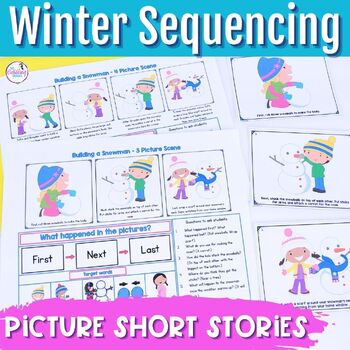 Preview of 3-4 Step Pictures Winter Stories with Sequencing for Language Therapy