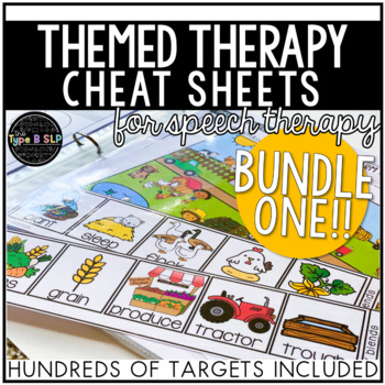 Preview of Themed Word List Cheat Sheets for Speech Therapy: Themed Therapy BUNDLE