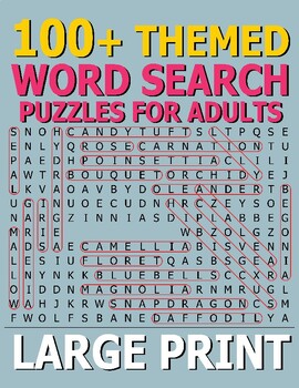 Preview of Themed Word Search Puzzles Book Large Print - Printable PDF Download
