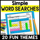 Fun Easy Word Searches Kindergarten w/ apple, weather, pla