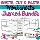 Themed Write Cut and Paste Activities and Worksheets BUNDLE