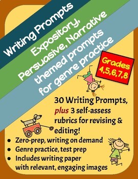 Preview of Themed Writing Prompts: Expository, Persuasive & Narrative, Set of 30