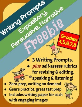Preview of Themed Writing Prompts Freebie: Expository, Persuasive & Narrative, Set of 3