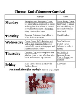 Preview of Themed week lesson plans: Carnival