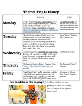 Preview of Themed week lesson plans: Trip to Disney
