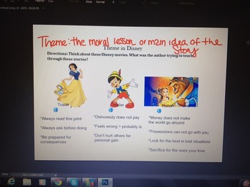 Preview of Themes in Disney Smart Board Activity