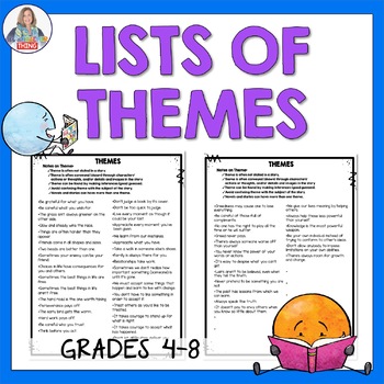 Themes In Literature Lists By It S A Teacher Thing Tpt