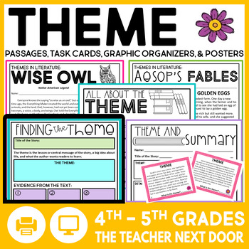 Preview of Themes in Literature  - Find the Theme Activities Passages Theme Worksheets