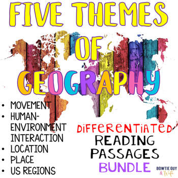 Preview of Five Themes of Geography Nonfiction Reading Texts BUNDLE - SOCIAL STUDIES