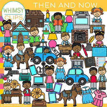 Preview of Then and Now Clip Art