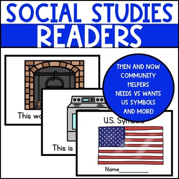 Preview of Then and Now Community Helpers U.S. Symbols Social Studies Emergent Readers