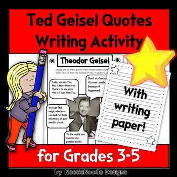 Preview of Theodor "Ted" Geisel Quotes Writing Activity with Lined Paper