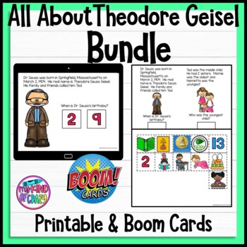 Preview of Theodore Geisel Bundle | Boom Cards and Printable | Hybrid Teaching