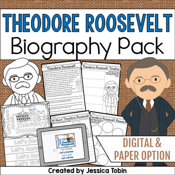 Preview of Theodore Roosevelt Biography Pack - Digital Biography Activity in Google Slides