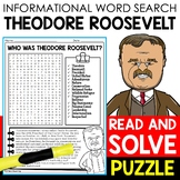 Theodore Roosevelt Biography Word Search Puzzle Presidents