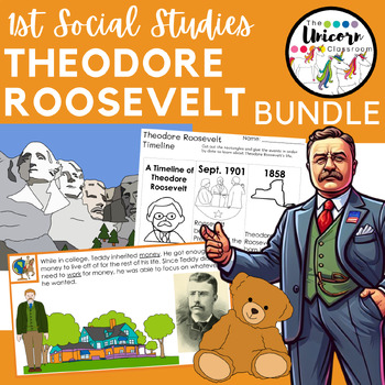 Preview of Theodore Roosevelt Week of Google Slides Presentations Worksheets and Assessment