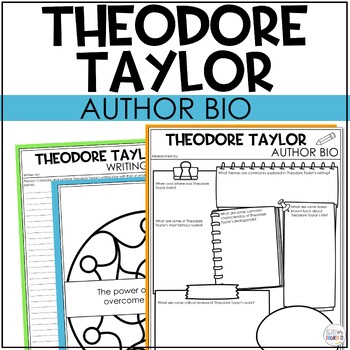 Preview of Theodore Taylor Author Study Activity, Biography Worksheet Printable