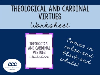 Preview of Theological and Cardinal Virtues Worksheet