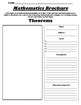Preview of Theorems "Informational Brochure" Worksheet & WebQuest