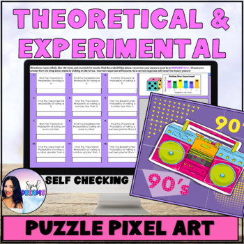 Preview of Theoretical Experimental Probability Digital Puzzle Pixel Art Distance Learning
