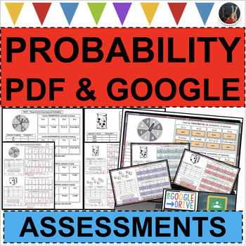 Preview of Theoretical & Experimental Probability TEST Assessment (PDF & GOOGLE SLIDES)