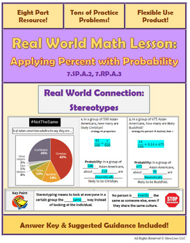 Preview of Theoretical Probability Applying Percent: Engaging 8 Part Lesson (Flexible Use!)