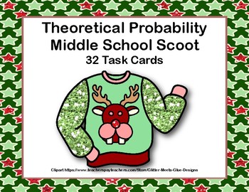 Preview of Theoretical Probability-Middle School-Scoot and Task Cards-Holiday Sweaters