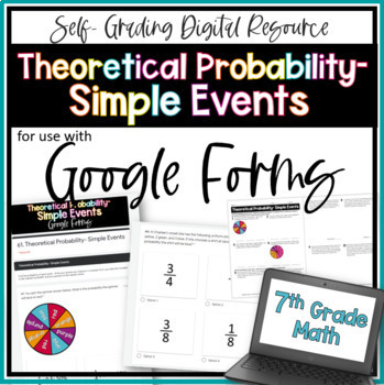 Preview of Theoretical Probability Simple Events Homework for use with Google Forms
