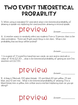 Theoretical Probability Worksheet by Hunka Learnin' Love | TpT