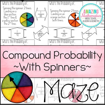 Preview of Theoretical Probability of Compound Events Maze - With Spinners Worksheet