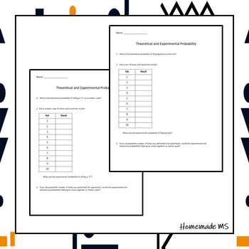 theoretical vs experimental probability worksheets