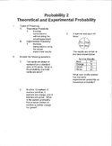 Algebra: Probability 2:  Theoretical and Experimental Probability
