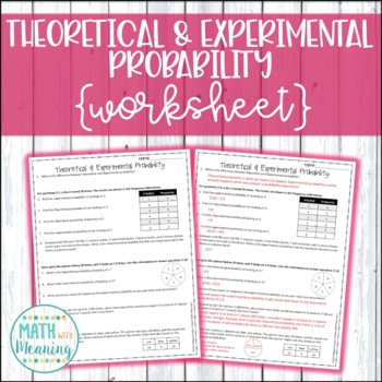 Preview of Theoretical and Experimental Probability Worksheet