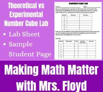 Preview of Theoretical vs Experimental Number Cube Lab