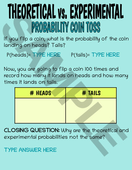 Preview of Theoretical vs. Experimental Probability Coin Toss