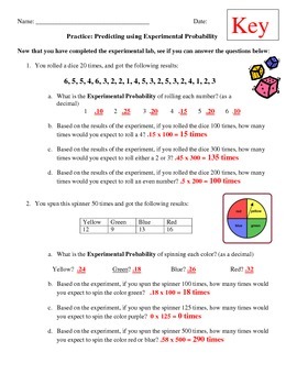 theoretical probability and experimental probability worksheet