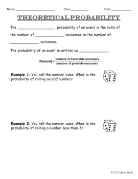 Theoretical vs. Experimental Probability Guided Notes by Mister Math