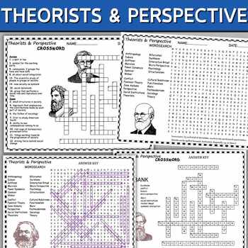 Preview of Theorists & Perspective Fun Puzzles ,Word Search And Crosswords