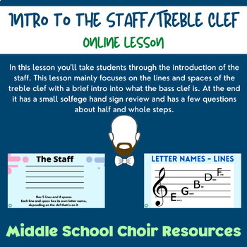 Preview of Theory #2. Intro to the Staff - Treble Clef focus (lesson)