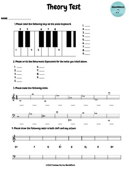 Preview of Music Theory Assessment Pre-test or Test 2