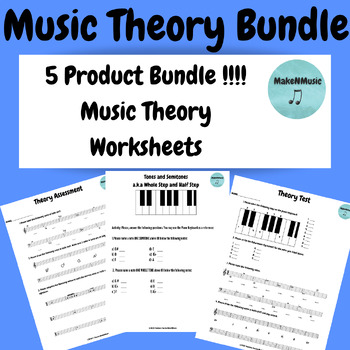 Preview of Music Theory Worksheets Bundle Printable