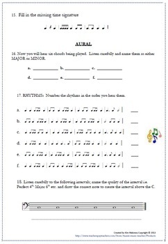 music worksheets theory and aural music worksheets by