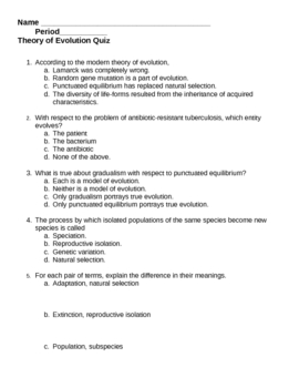 31 Darwins Theory Of Evolution Worksheet Answers - Worksheet Resource Plans