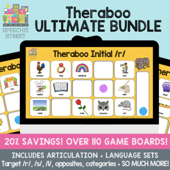 Preview of Theraboo ULTIMATE Bundle: No Prep Cariboo for Speech Teletherapy