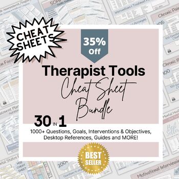 Preview of Therapist Cheat Sheet BUNDLE (35% Off), Therapist Resources | 1000+ Questions