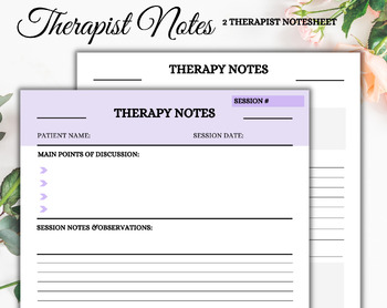 Preview of Therapist Notes | Therapist Note Sheet | Printable Sheet | Therapy Session