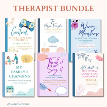 Preview of Therapist essential bundle, counselling worksheets, therapy tools